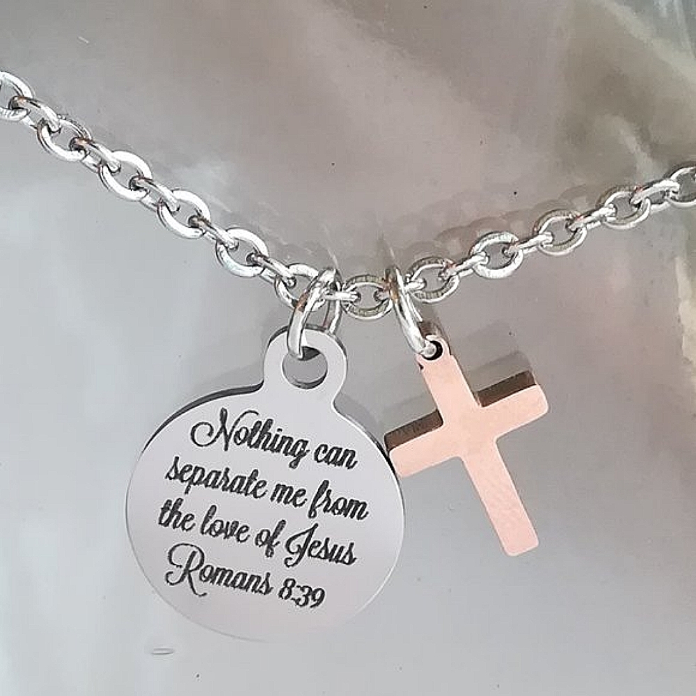 Christian Bible Verse Scripture Cross Necklace
